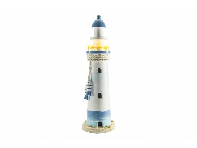 BLUE COASTAL LED WOOD LIGHTHOUSE (12.5")